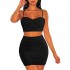 BEAGIMEG Women's Spaghetti Strap Sexy Top Bodycon Skirt Ruched 2 Piece Mini Dress
