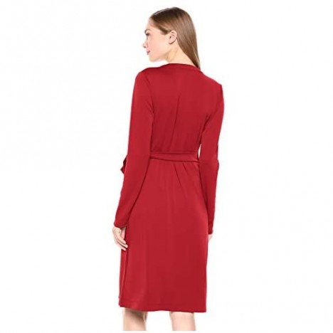 Brand - Lark & Ro Women's Signature Compact Matte Jersey Long Sleeve Wrap Dress
