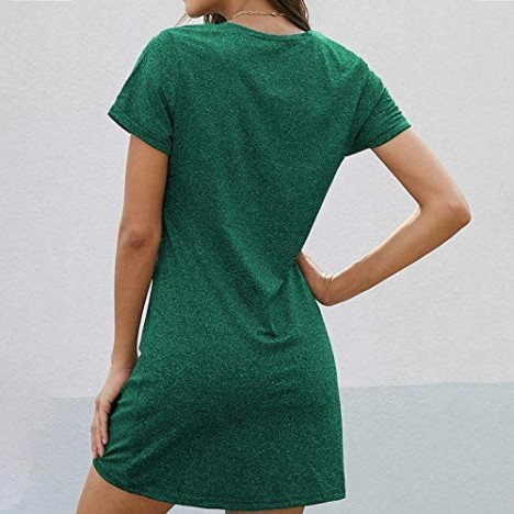Chalier T Shirt Dress Summer Short Sleeve Dresses for Women Tops Cotton Tee Shirt Dresses Twist Knot Tshirt Dress Gifts