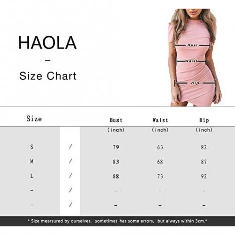 Haola Womens Ruched Bodycon T Shirt Dress Casual Short Sleeve Irregular Party Mini Dress