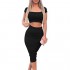 Kaximil Women's Sexy Bodycon Midi Club Dresses Basic Casual 2 Piece Outfits Crop Top Skirt Set