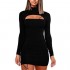 WHONE Women's Sexy Long Sleeve Cut Out Bodycon Ruched Party Club Mini Dress