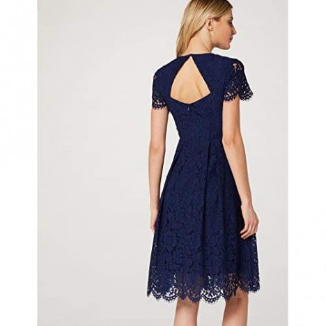 Brand - Truth & Fable Women's Short Sleeve Midi Lace A-Line Dress