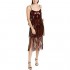 Dress the Population Women's Roxy Tiered Fringe Sequin Party Dress