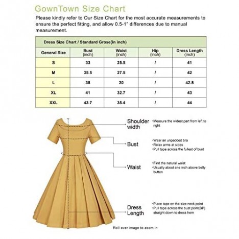 GownTown Womens Dresses 1950s Vintage Swing Stretchy Dresses