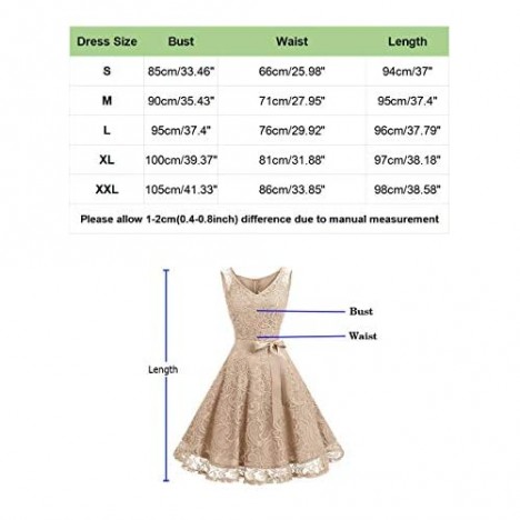 OWIN Women's Retro Floral Lace Cap Sleeve Vintage Rockabilly Swing Prom Party Bridesmaid Dress…
