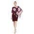 S.L. Fashions Women's Sleeveless Sheath Cape Dress with Chiffon Overlay
