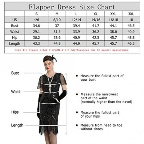 Women 1920s Gatsby Vintage Sequin Flapper Fringe Party Plus Dress with 20s Accessories Set