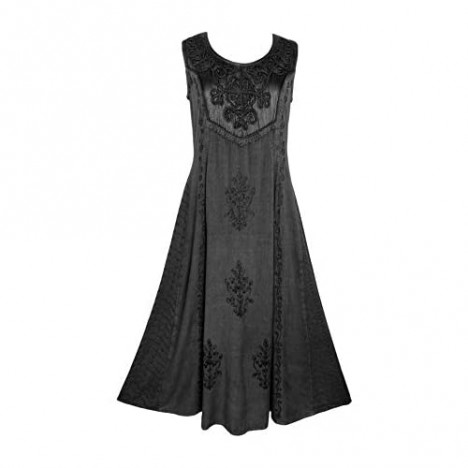 Agan Traders Gothic Vintage Sleeveless Embroidered Casual Chic Twirl Sun Dress Gown 1004 D