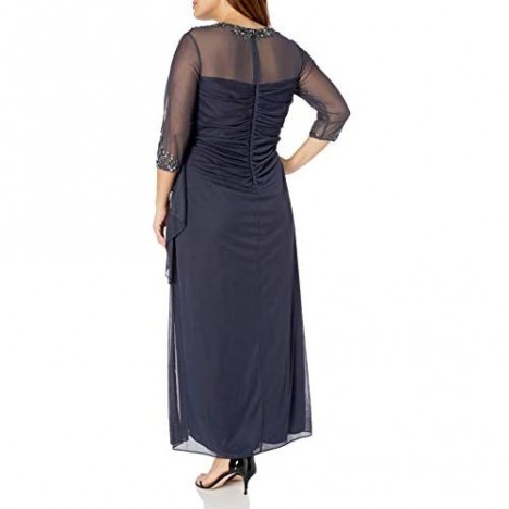 Alex Evenings Women's Plus Size Long Sleeve Sweetheart Neckline Dress
