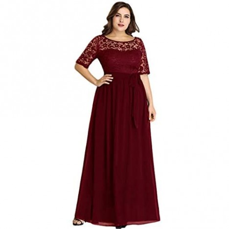 Alisapan Womens Lace Short Sleeve Plus Size Evening Party Bridesmaid Dresses 7624