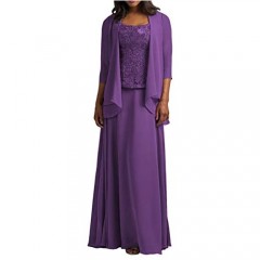 Cdress Women's Mother of The Bride Chiffon Dress with Jacket Plus Size 18W Purple