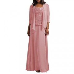 Cdress Women's Mother of The Bride Chiffon Dress with Jacket Plus Size 6 Dusty Rose