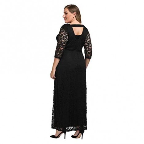 Chicwe Women's Plus Size Stretch Lace Maxi Dress - Evening Wedding Cocktail Party Dress