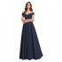 Clothfun Off Shoulder Bridesmaid Dresses for Women Long Chiffon A-Line Formal Dresses with Pockets 2020