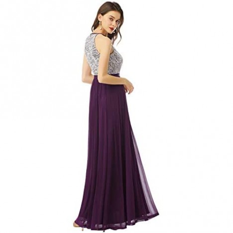 Dressystar Women Halter Formal Dress Floral Lace Chiffon Long Bridesmaid Evening Party Gown