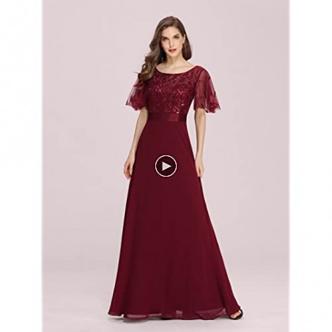 Ever-Pretty Women's Embroidery Maxi Party Dress Chiffon Evening Dress 0691