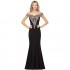 MisShow Long Gold Lace Applique Mermaid Prom Dress Off Shoulder Formal Evening Gowns