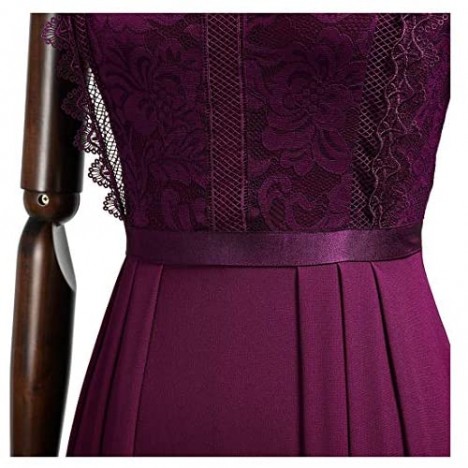 MISSMAY Women's Formal Floral Lace Sleeveless Long Evening Party Maxi Dress
