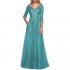 Noras dress Women's Lace Appliques Mother of The Bride Dress Tulle 3/4 Sleeves Evening Formal Gown with Pockets B096