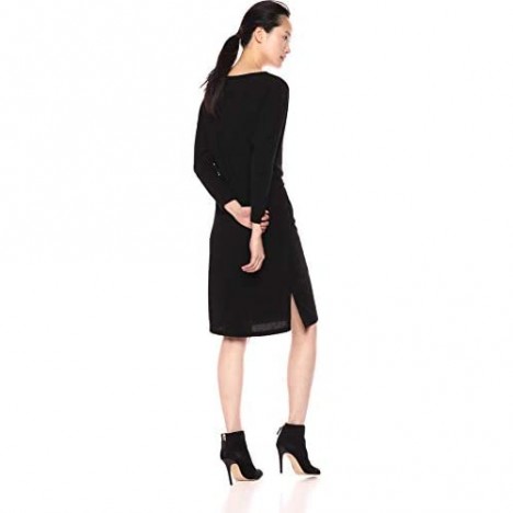 cupcakes and cashmere Women's Jenilee Textured Rib Knit Dress W/Boat Neck and Waist Tie