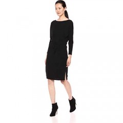 cupcakes and cashmere Women's Jenilee Textured Rib Knit Dress W/Boat Neck and Waist Tie