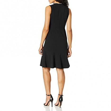 Donna Morgan Women's Sleeveless Crepe Fit and Flare Dress