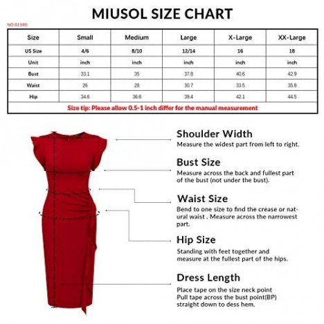 Miusol Women's Business Retro Ruffles 2/3 Sleeve Cocktail Pencil Dress