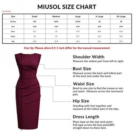 Miusol Women's Retro Ruffle Style Slim Work Pencil Dress