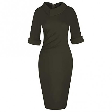 oxiuly Women's Retro Bodycon Knee-Length Formal Office Dresses Pencil Dress OX276
