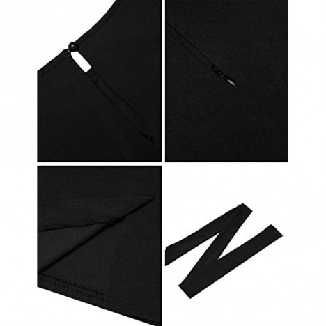 Sohune Women Office Split Short Sleeve Solid Above Knee Business Work Pencil Dress with Belt