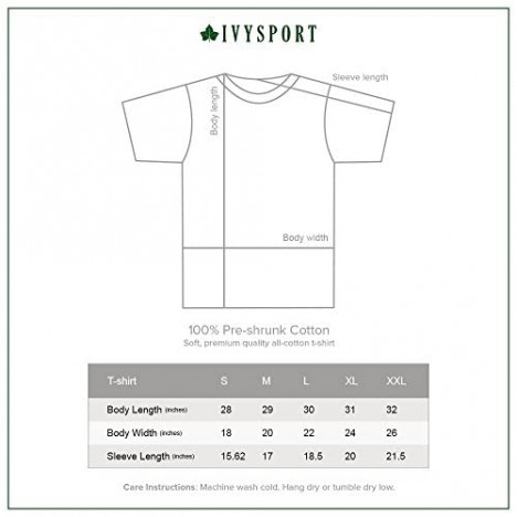 Ivysport Short Sleeve T-Shirt 100% Cotton Heritage Logo Color NCAA Colleges