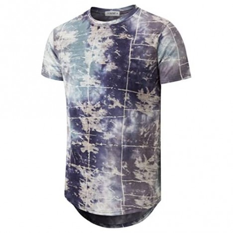 YININF Mens Hip Hop Tie-Dyed Hipster T Shirts
