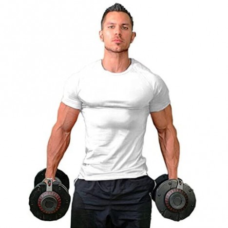 ZUEVI Men's Cotton Slim Fit Athletic Bodybuilding T-Shirts Muscle Short Sleeve Tee