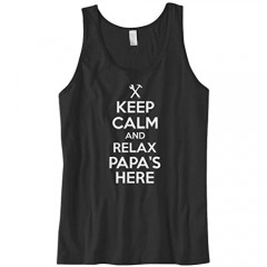 Cybertela Men's Keep Calm and Relax Papa's Here Tank Top