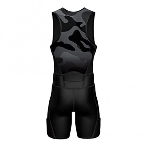 Sparx X Triathlon Suit Men Racing Tri Cycling Skin Suit Bike Swim Run (Black Camo 3XL)