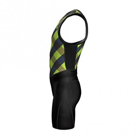 Sparx X Triathlon Suit Men Racing Tri Cycling Skin Suit Bike Swim Run (Green Checks S)