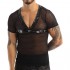 CHICTRY Mens Summer Casual Short Sleeve Mesh Sheer V Neck T Shirt Muscle Fitness Clubwear Tee