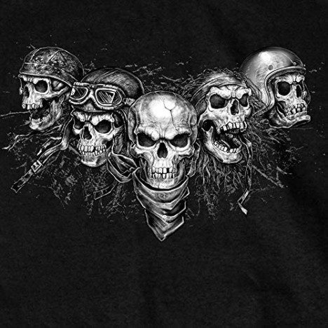 Hot Leathers GMT3423 Men’s Five Skull Sleeveless Shooter Black Shirt - 2X-Large