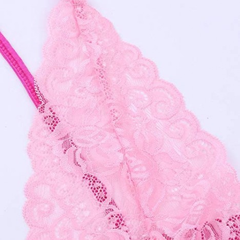 inhzoy Men's Sheer Floral Lace Sissy Crossdress Bra Top Criss-Cross Wire-Free Unlined Breathable Bralette