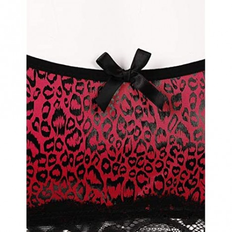 QinCiao Men Sexy Sheer Lace Spliced Leopard Printed Bralette Crossdress Nightwear Sleepwear