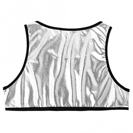 QinCiao Mens PVC Leather Wetlook Sleeveless Muscle Half Vest T-Shirt Clubwear Crop Tank Top