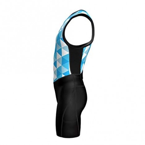 Sparx X Triathlon Suit Men Racing Tri Cycling Skin Suit Bike Swim Run (Blue Polygon 2XL)
