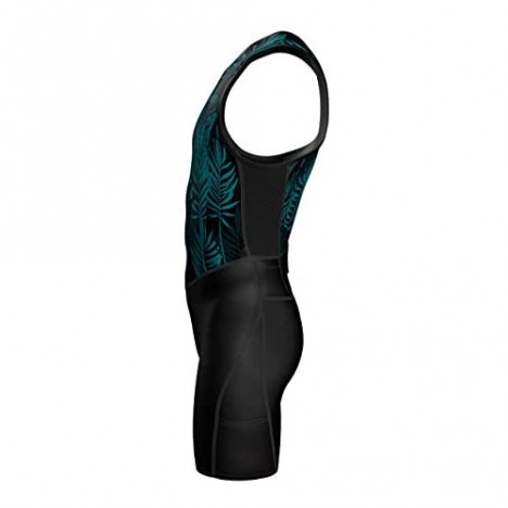 Sparx X Triathlon Suit Men Racing Tri Cycling Skin Suit Bike Swim Run (Dark Leafs M) Green