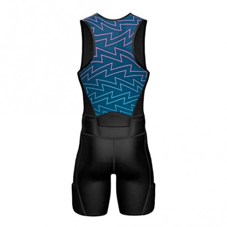Sparx X Triathlon Suit Men Racing Tri Cycling Skin Suit Bike Swim Run (Energy 2XL) Blue
