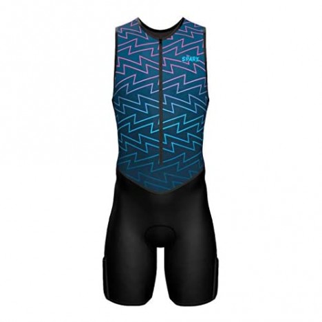 Sparx X Triathlon Suit Men Racing Tri Cycling Skin Suit Bike Swim Run (Energy M) Blue