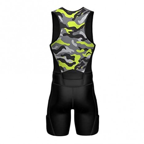 Sparx X Triathlon Suit Men Racing Tri Cycling Skin Suit Bike Swim Run (Neon Camo 2XL)