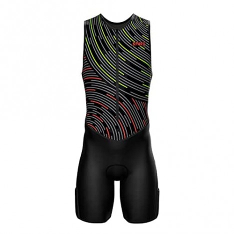 Sparx X Triathlon Suit Men Racing Tri Cycling Skin Suit Bike Swim Run (Neon Swirls 2XL)