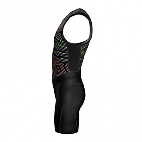 Sparx X Triathlon Suit Men Racing Tri Cycling Skin Suit Bike Swim Run (Neon Swirls 2XL)