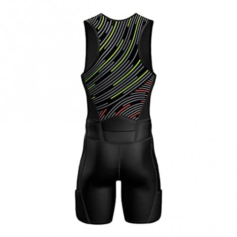 Sparx X Triathlon Suit Men Racing Tri Cycling Skin Suit Bike Swim Run (Neon Swirls M)